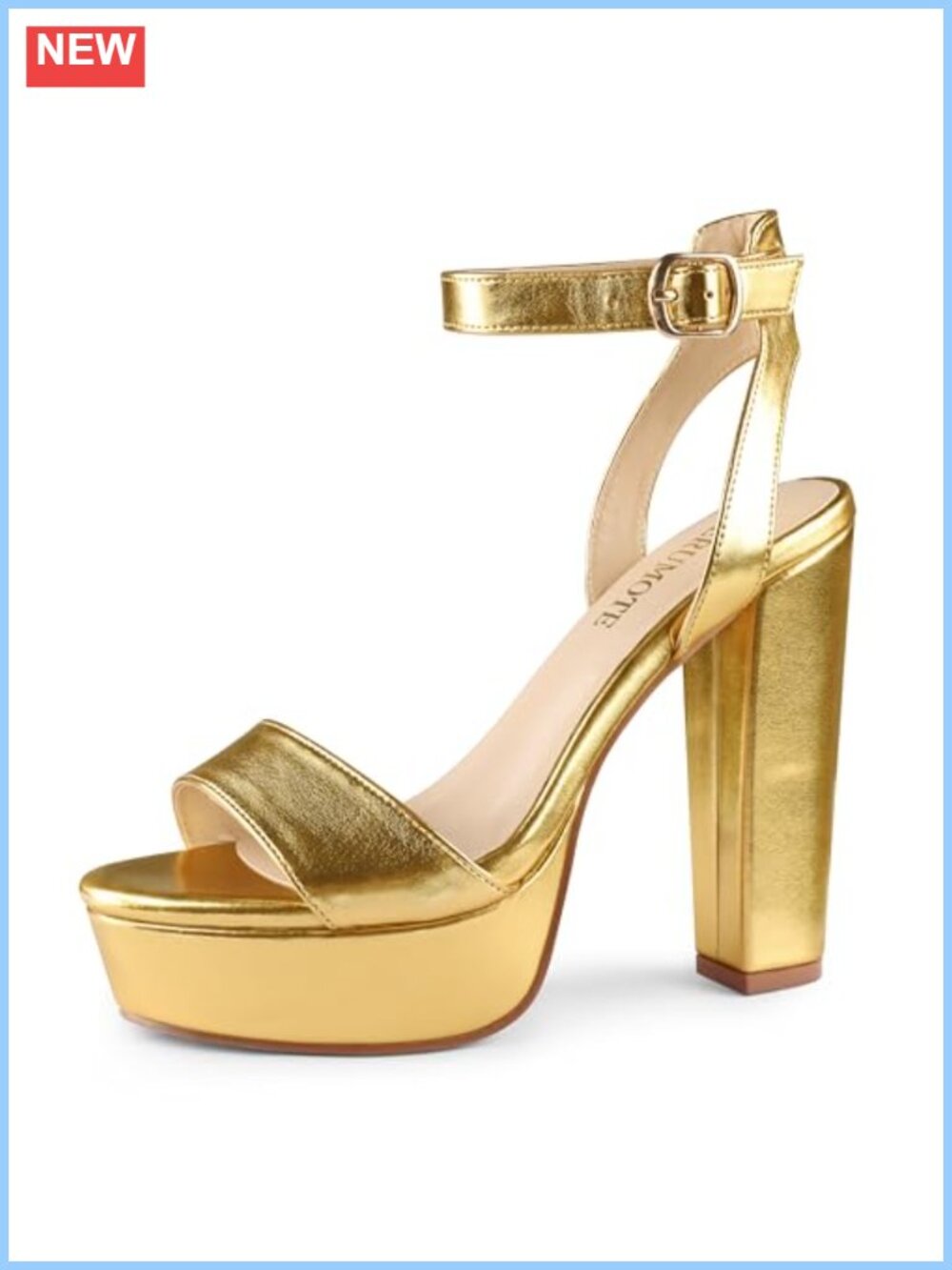 Chunky Platform High Heel Sandals Open Toe Ankle Strap 4.9" Heel